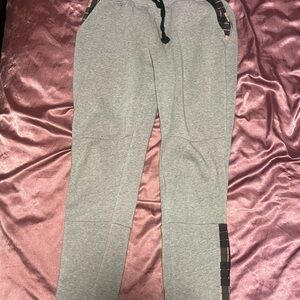Men's Gray Jogger Pants with Plaid Detail